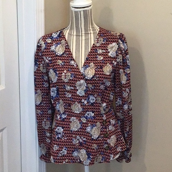 Almost Famous Tops - Almost Famous Floral Long Sleeve Top Blouse Size Small